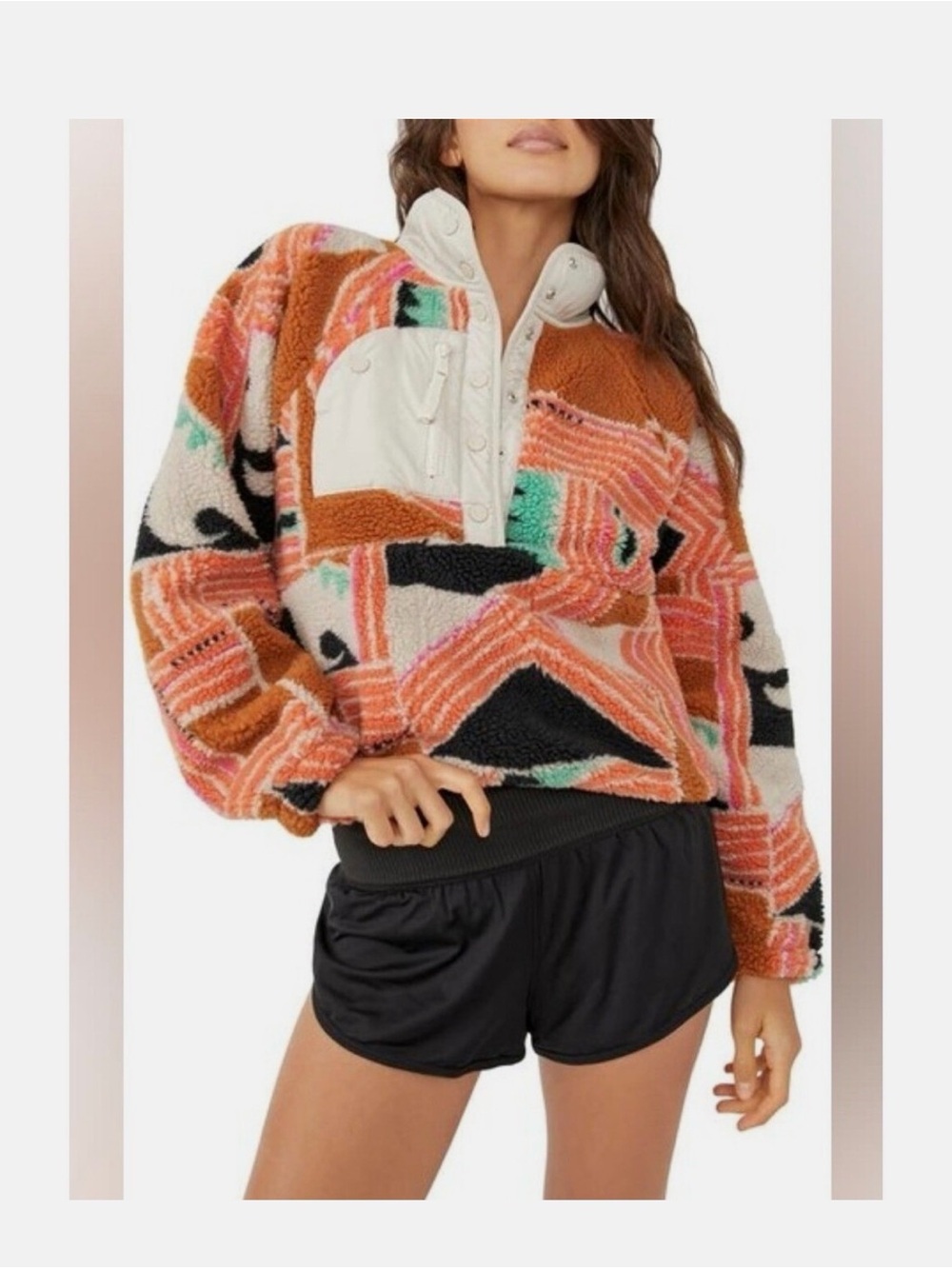 FP Movement Free People Rocky Ridge Fleece Pullover Orange Wave XS